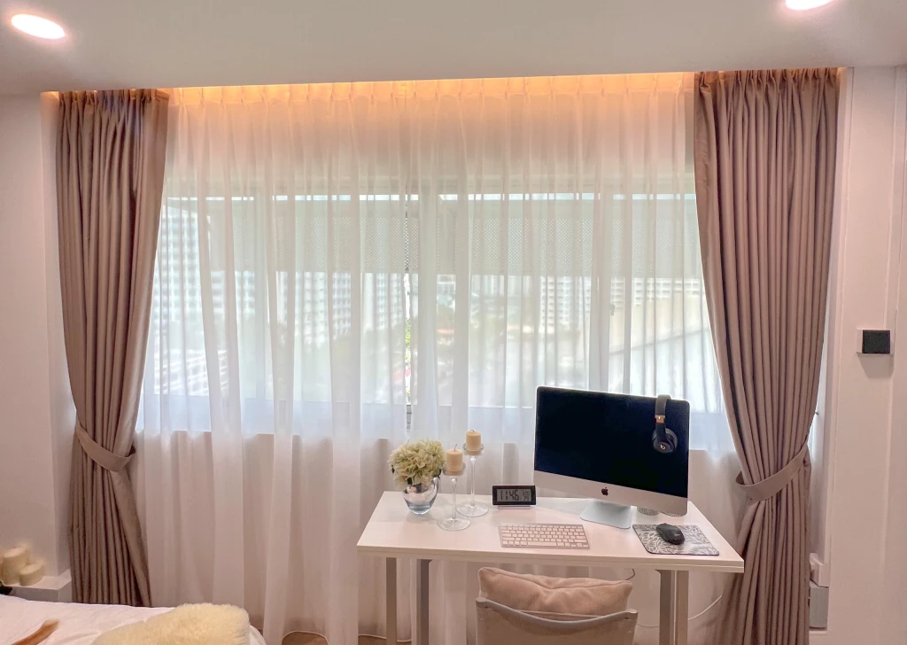 Modern Blackout Plus Sheer Curtains in Bedroom