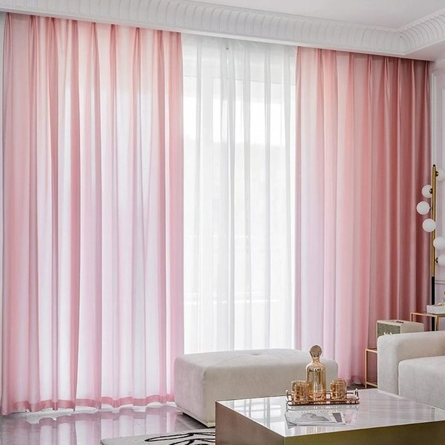pink sheer curtain